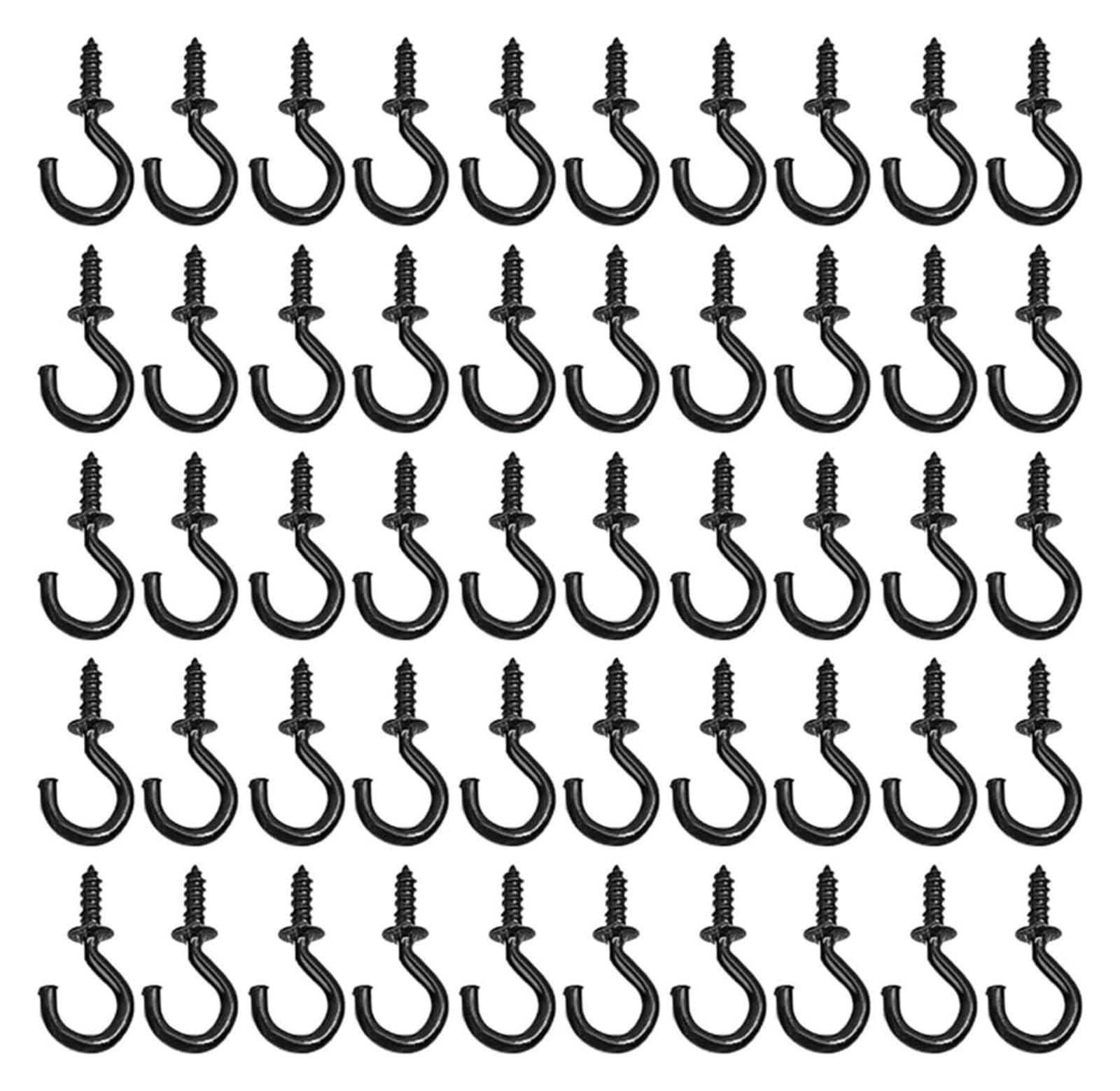 DQZRTUECA Gutter Hooks Shape, Mini Ceiling Screw Hooks Iron Black Pack of 50 Or 100(Black,100pc)