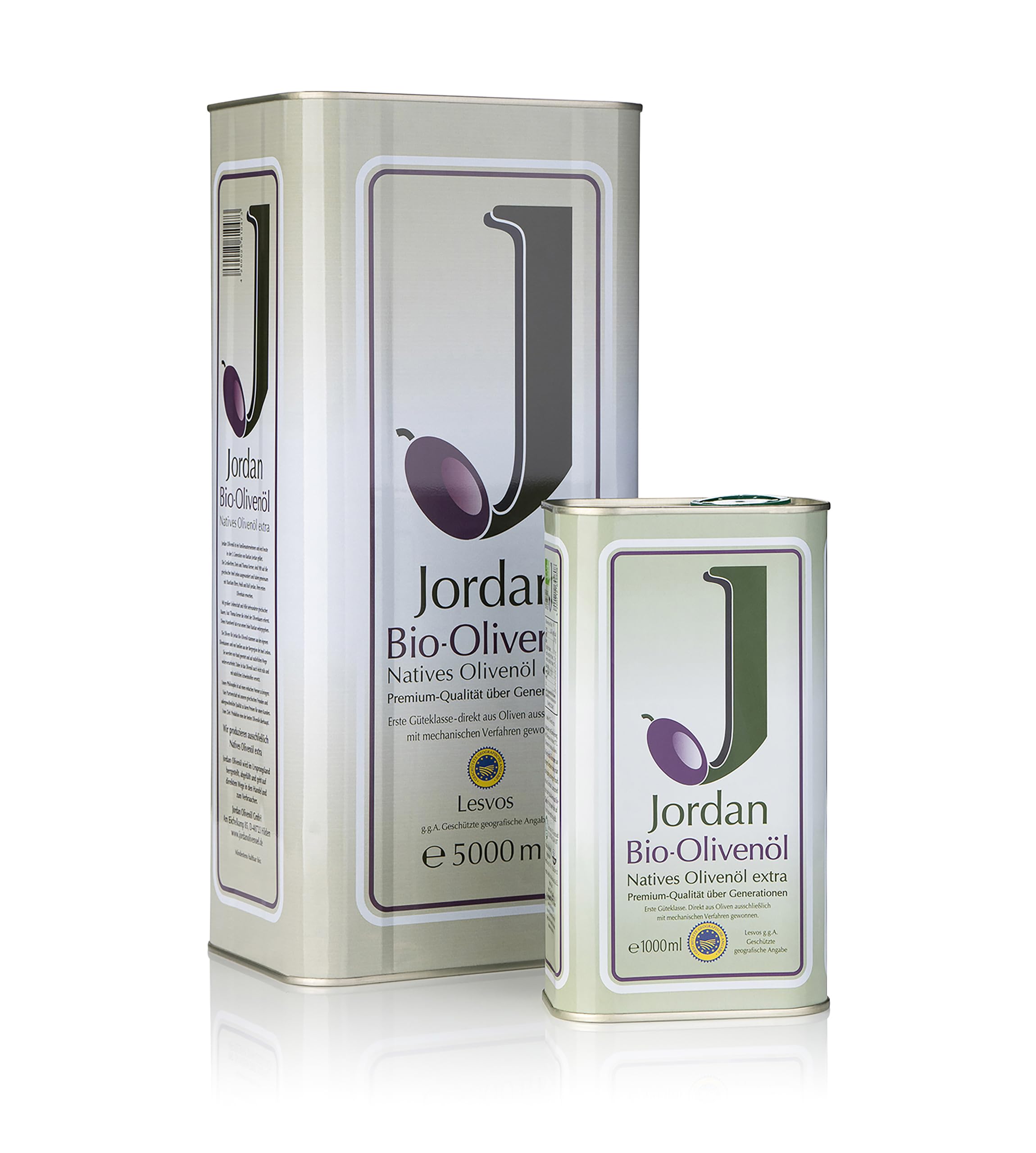 Jordan Olivenöl - griechisches Bio-Olivenöl von der Insel Lesbos - 1,0 Liter Kanister mit integriertem Ausgießer - GR-BIO-01