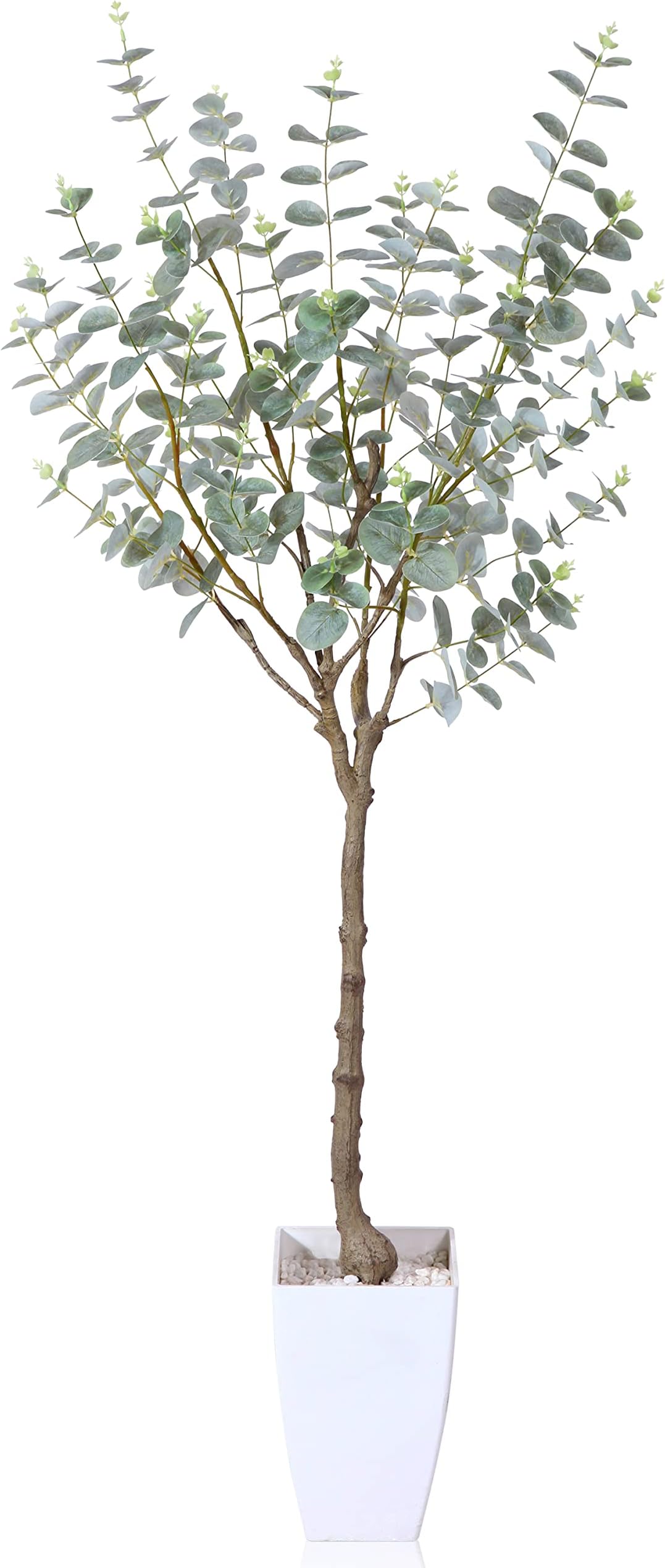 Kazeila Artificial Tree 4FT Tall Faux Eucalyptus Plant with White Taper Planter Fake Greenery Potted Plant for Home Office Decor Indoor