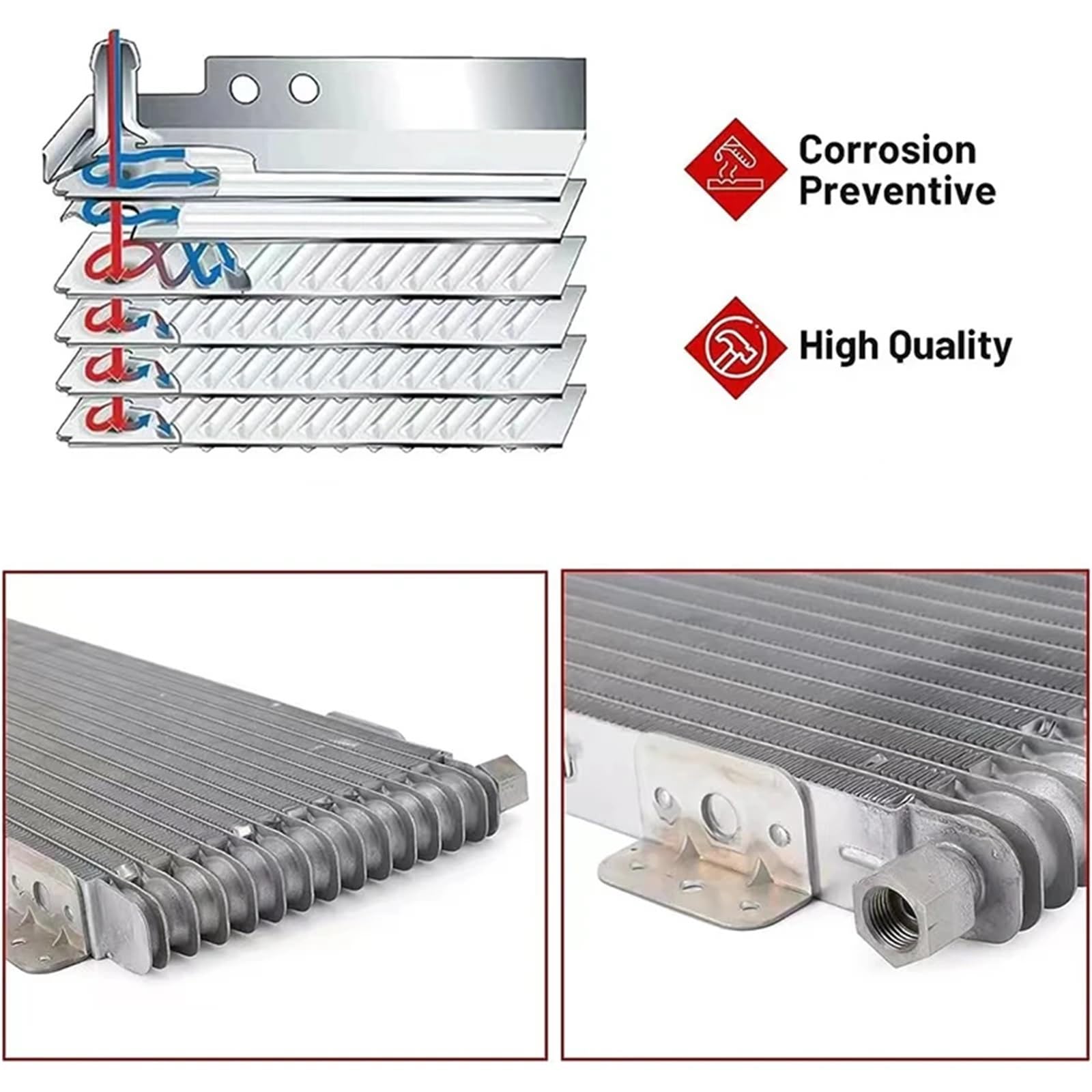 KWEZ Refroidisseur de Transmission Refroidisseur d'huile de boîte de Vitesses en Alliage d'aluminium 329, radiateur de Refroidisseur d'huile Moteur pour boîte de Vitesses