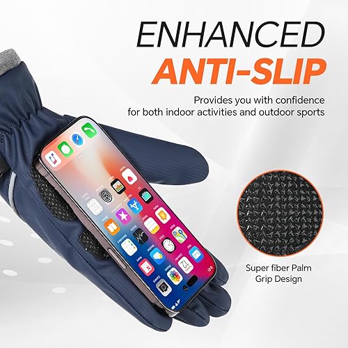 Miniatura 4 de Guantes de invierno impermeables y resistentes al viento para hombres y mujeres, térmicos cálidos para clima frío, agarre de nieve para pantalla