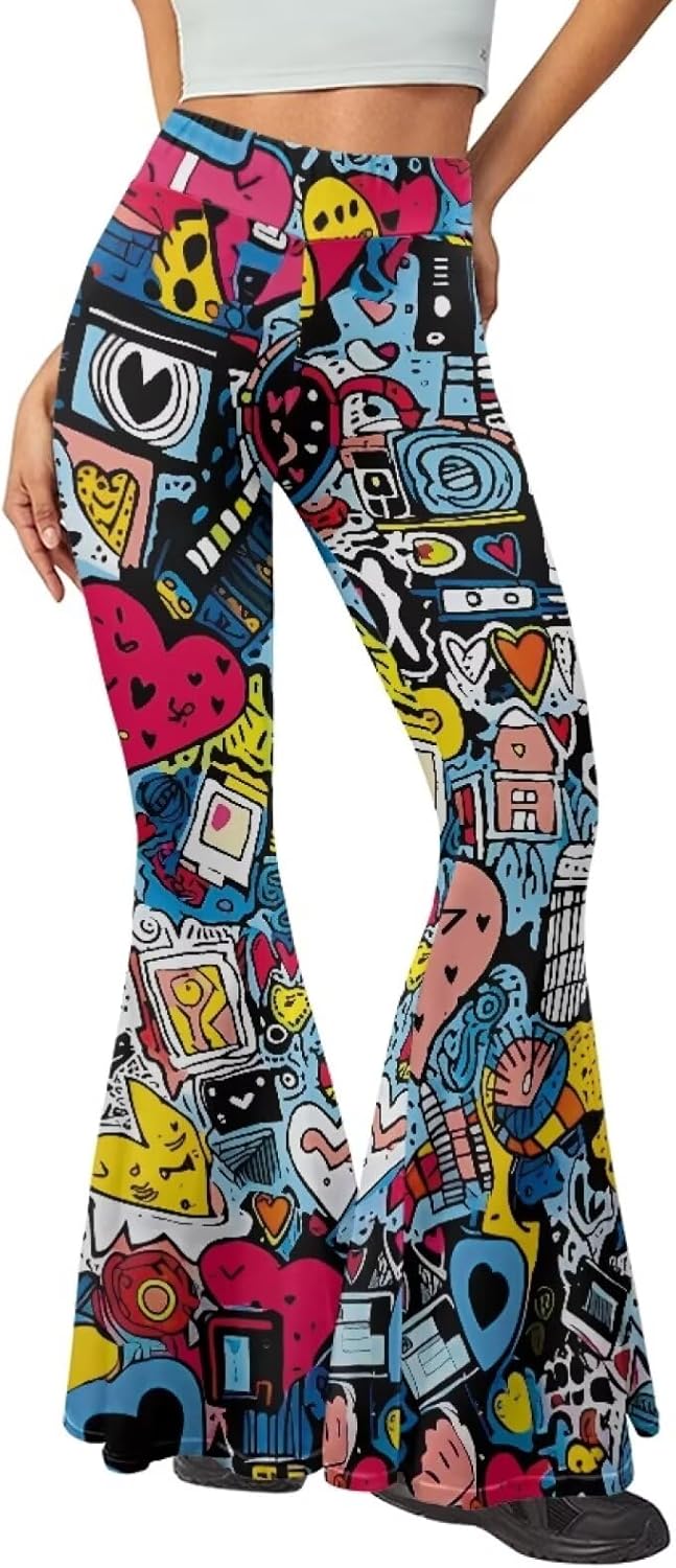 Modysero Flare Leggings for Women Fashion Funny Bell Bottom Yoga Pants Outdoor Party Dancing Work Daily Loose Trousers