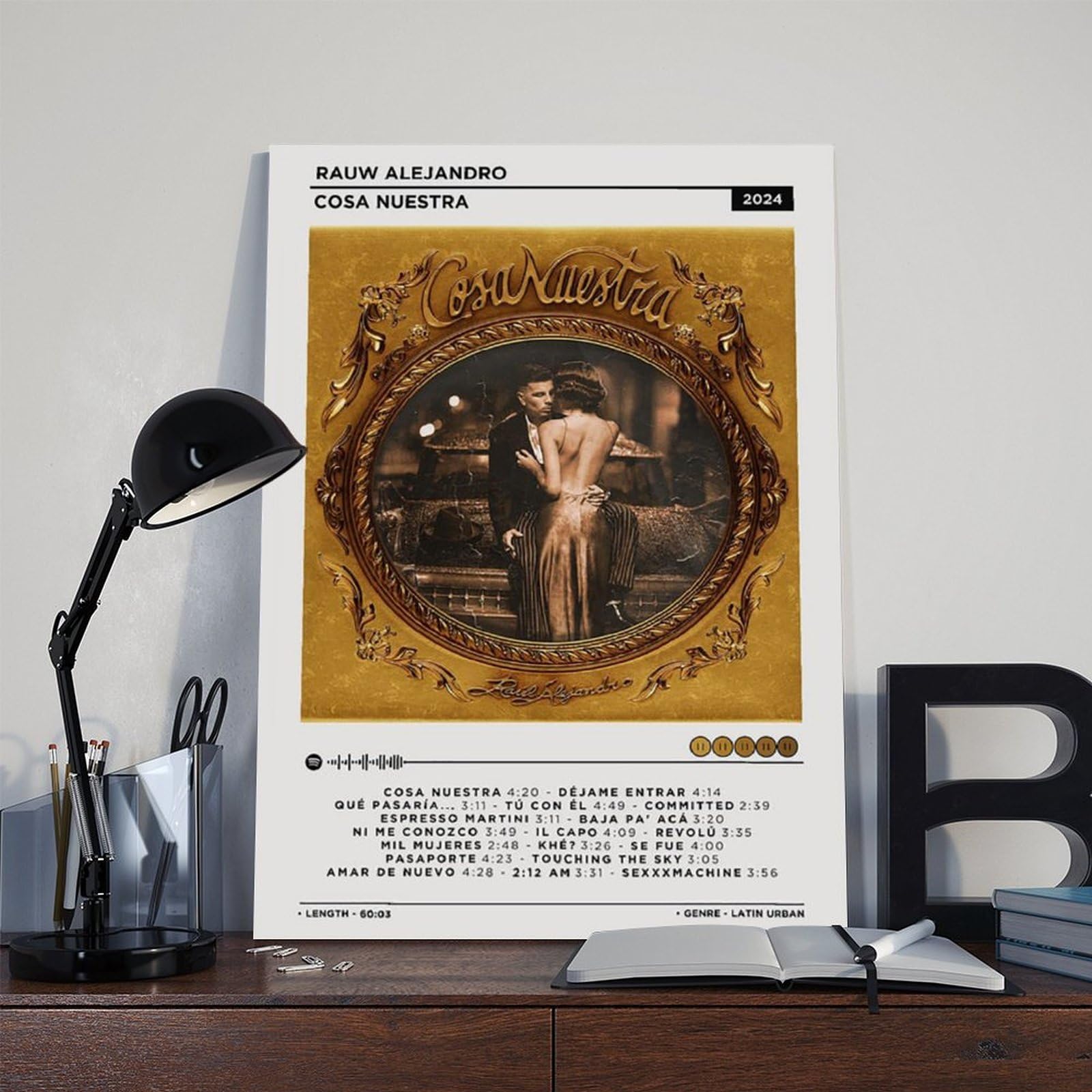PUOGRD Rauw Alejdro - Poster su tela con copertina dell'album musicale Cosa Nuestra, decorazione per la casa, idea regalo
