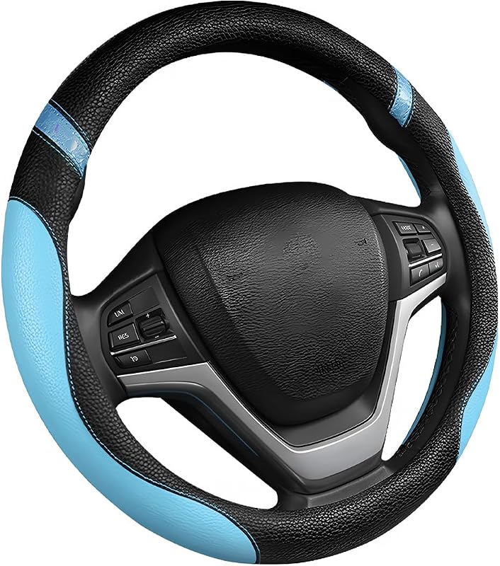Capa para Volante em Couro Azul, Antiderrapante e Respirável, 38,1 cm, MTRPS