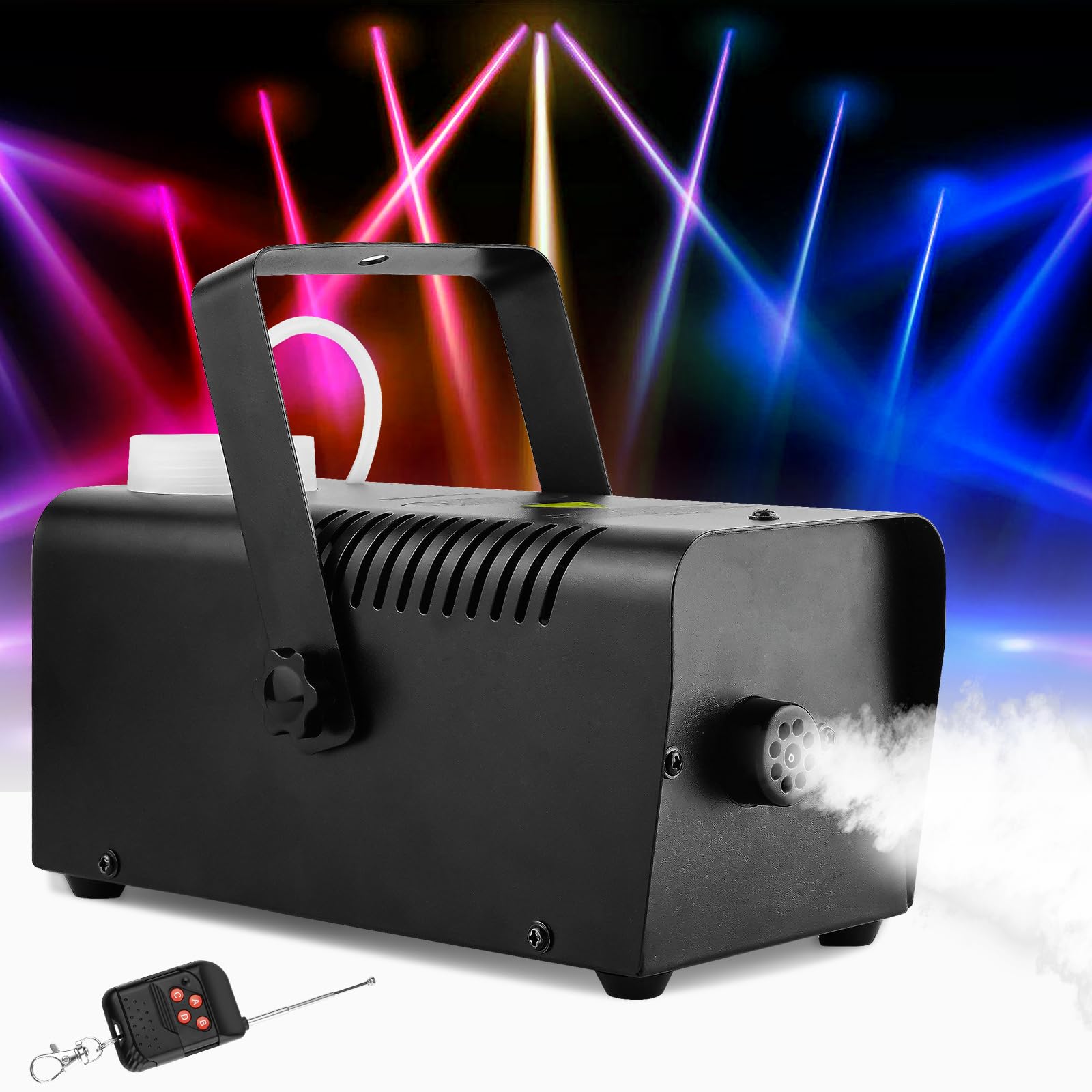 CARRVASFog Machine with Wireless Remote Control,Portable Smoke Machine Professional Time Control/Over Temperature Protection, 3 Modes Spray for All Kinds of Parties,DJ Performance & Stage Show