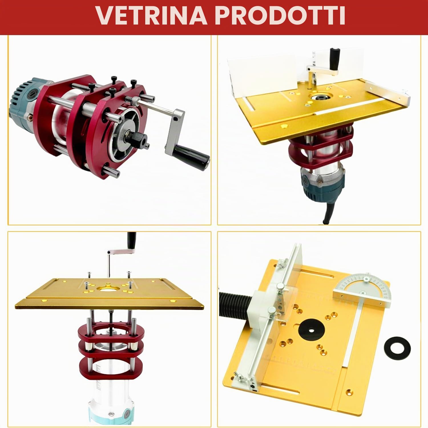 Set di Piastra Fresatrice da Banco in Alluminio, Piastre per Fresatura con Router Lift, Accessori per Fresatrice per La Lavorazione Del Legno(oro)