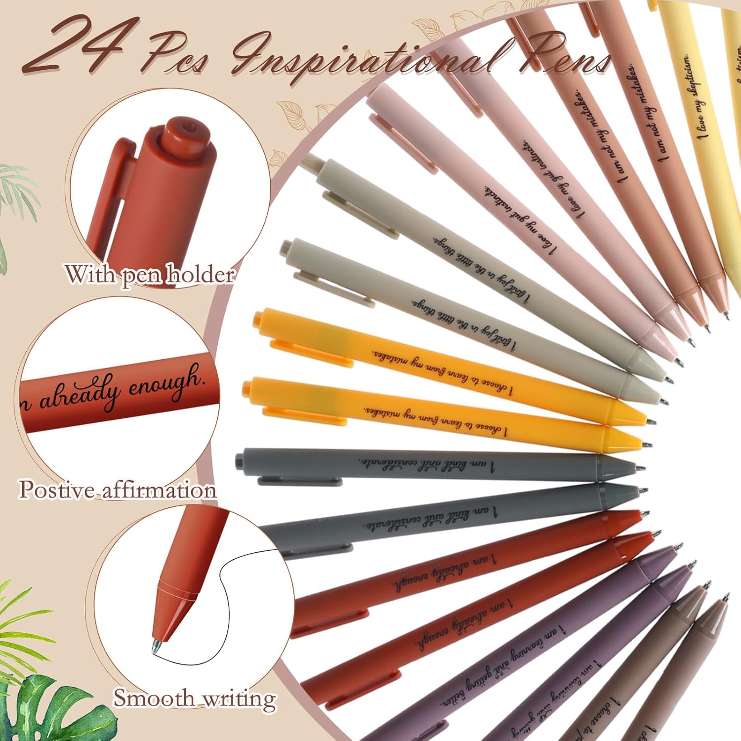 24 Set/48 Pcs Positive Affirmation Gift Set Gratitude Notebooks with Pens Small Bags Motivational Encouragement Notepads Daily Affirmations Journal for Women Stress Relief Self Care (Flower) - Image 3