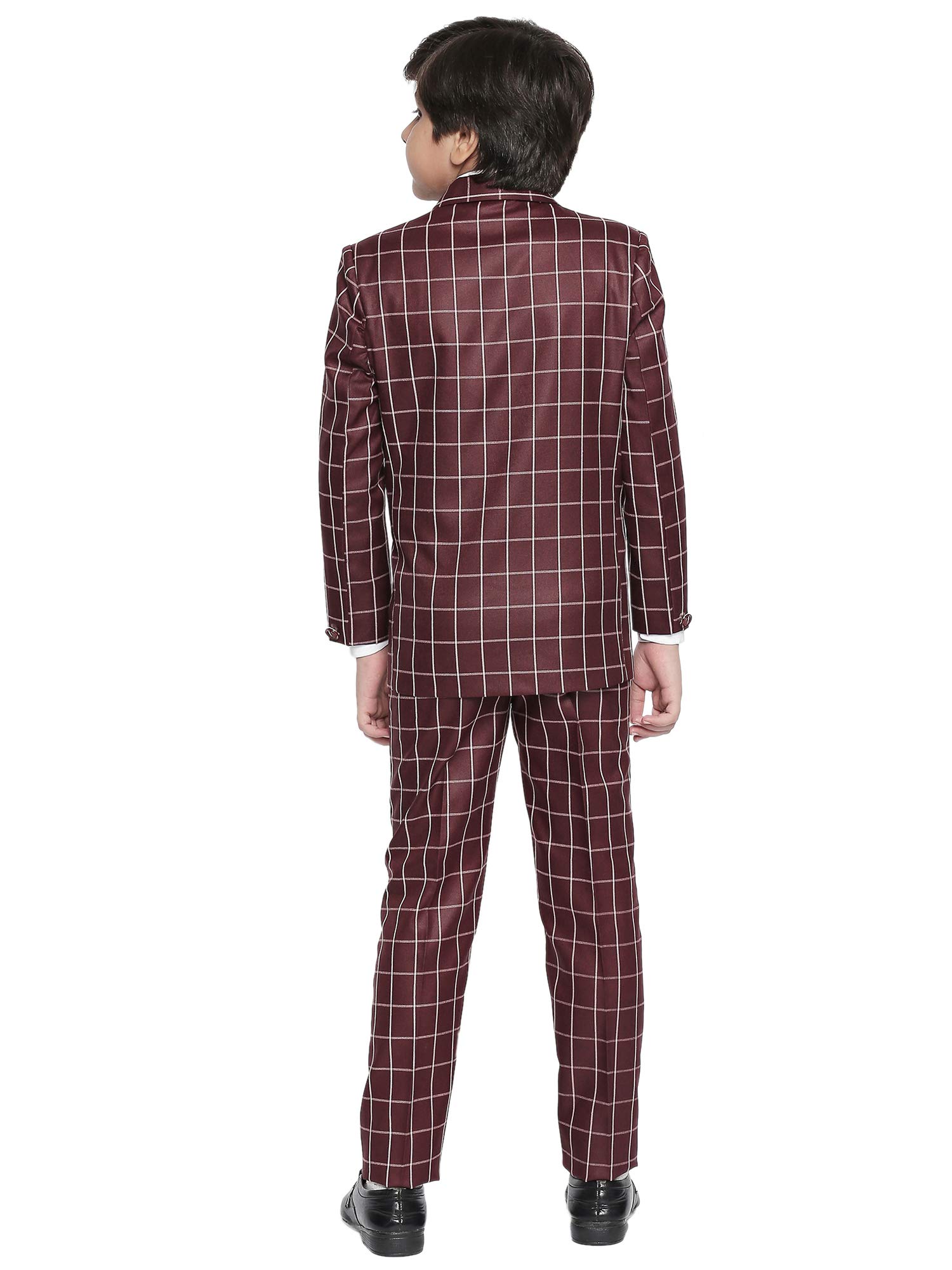 Jeetethnics Boys Purple Checked Coat Suit Set with Shirt and Trousers (9075J) 1