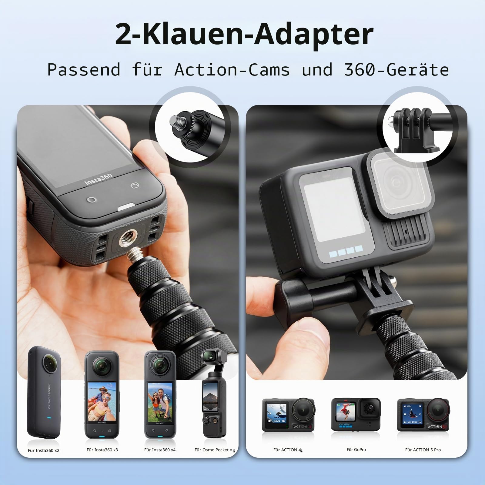 BRDRC 3m Selfie Stick Kohlefaser Selfiestange Unsichtbar Ultralang für Insta360 ONE X5, X4, X3, X2, RS - Kompatibel mit DJI OSMO Action - inkl. Go Pro Adapter & Aufbewahrungstasche