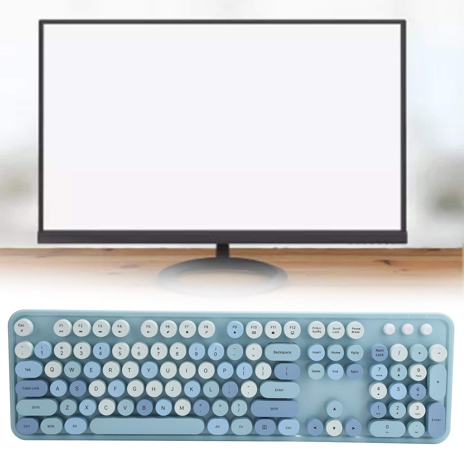 Matybobe Juego de Teclado y Ratón Inalámbricos, 104 Teclas, Sensación Mecánica para Oficina en Casa (Color Mezclado Azul)