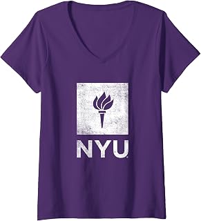 Womens New York University NYU Violets Distressed Primary V-Neck T-Shirt