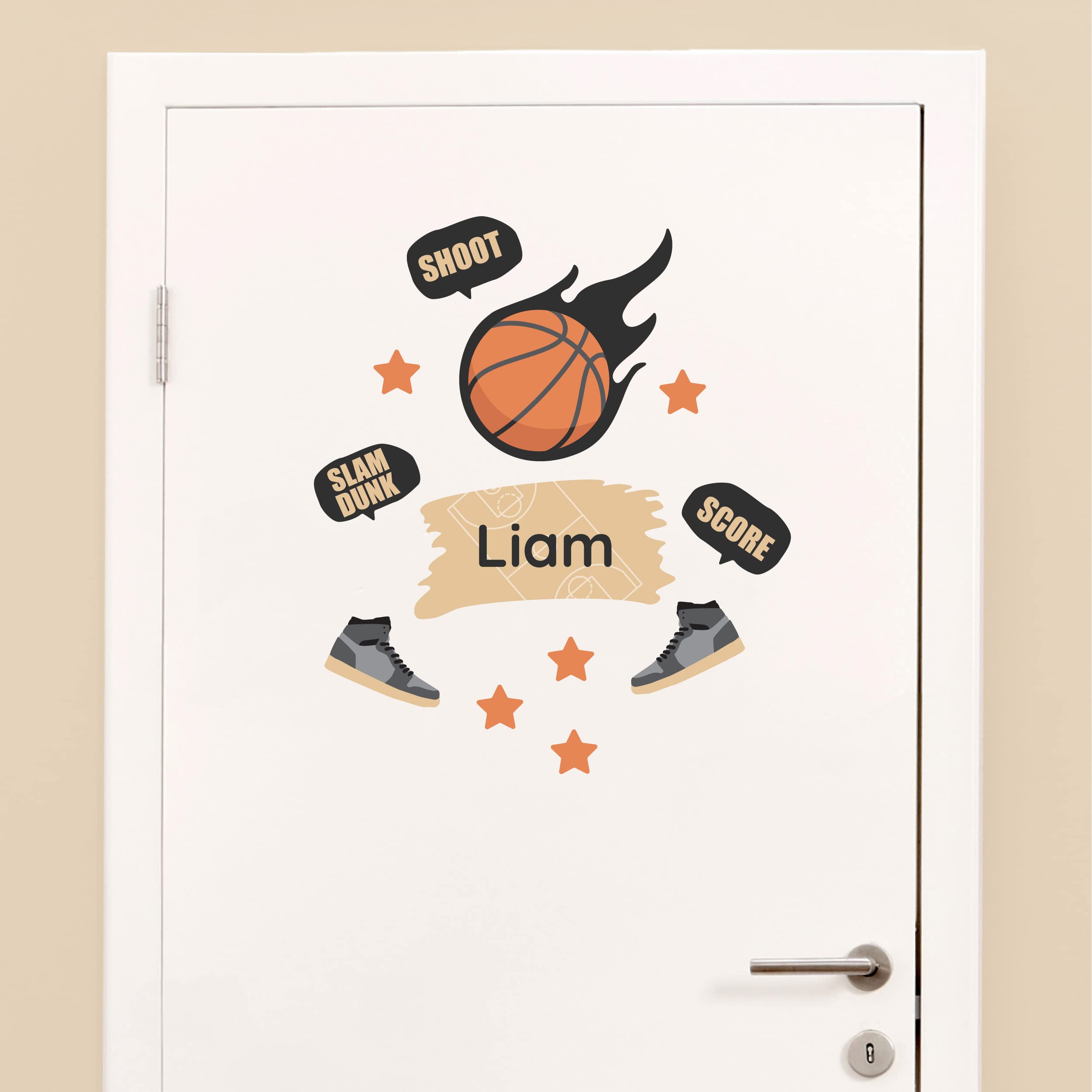 My Nametags® Personalised Basketball Name Door Stickers for Kids | Self-Adhesive Room Decor for Walls, Doors or Furniture | Easy to Apply Door Decoration for Child's Bedroom, Nursery or Playroom