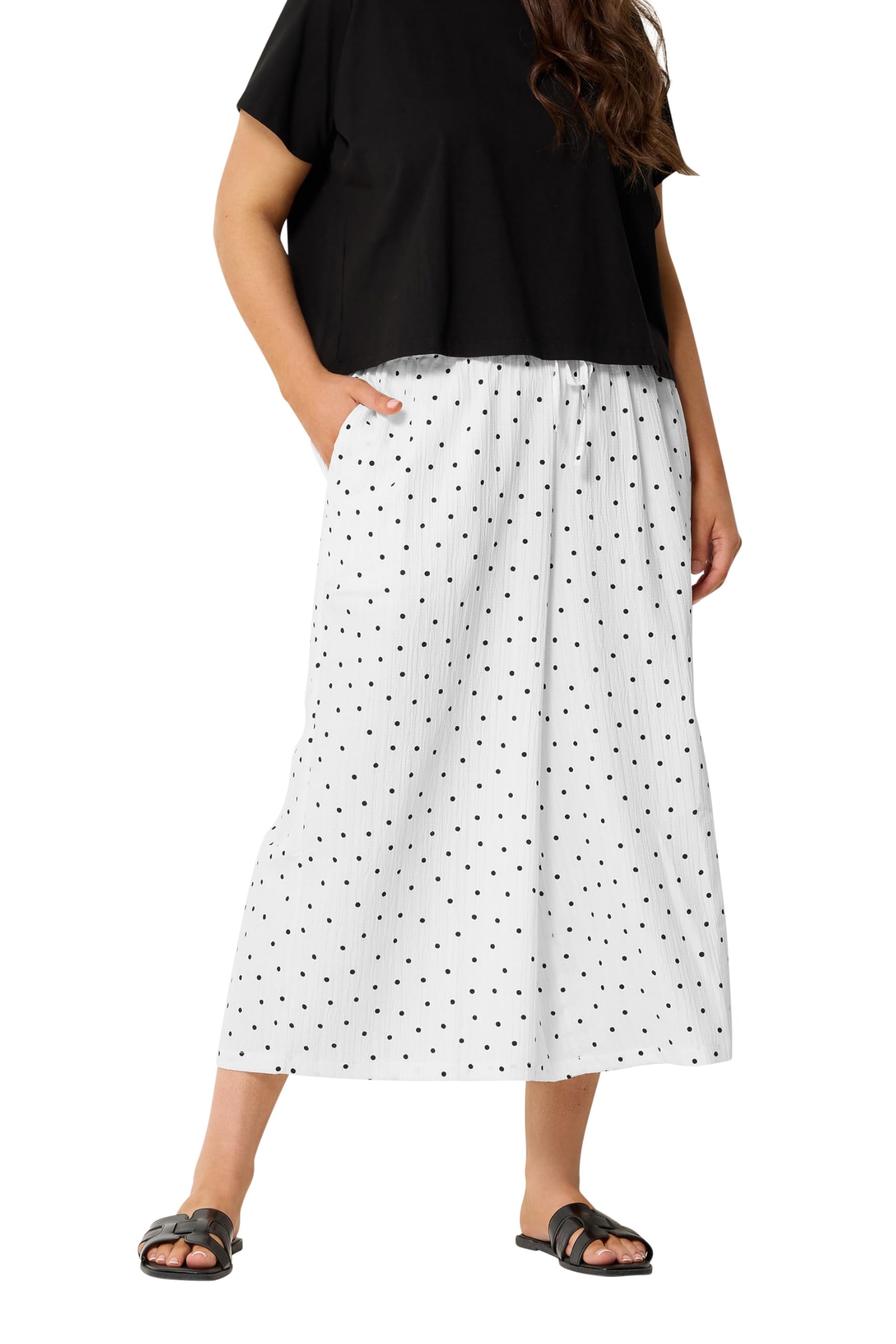 Yours Women's White Polka Dot Culottes In | Size: 26-28