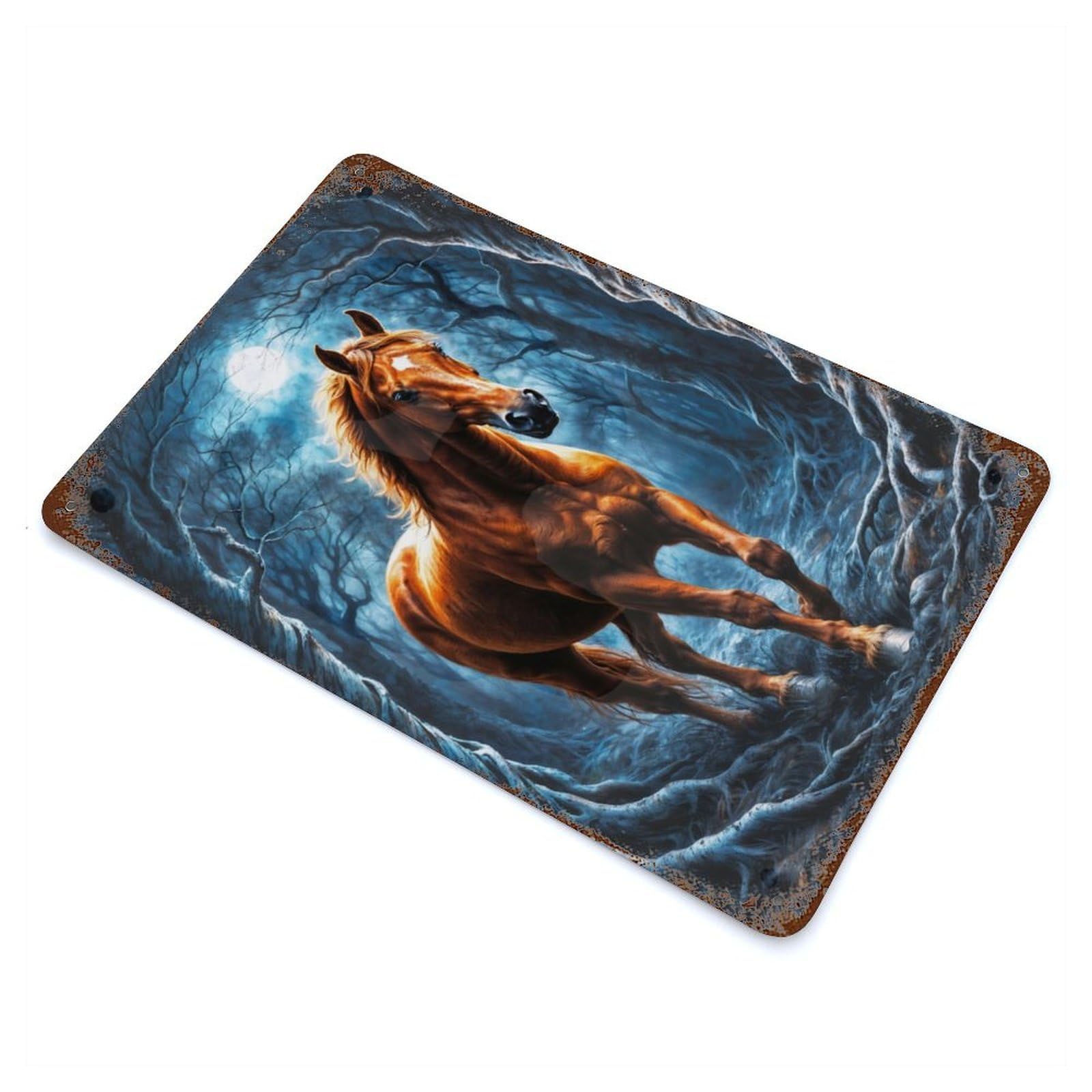 Majestic Horse in Jungle Retro Metal Sign 11.8"x7.9", Vintage Wall Decor for Garage, Pub Or Kitchen