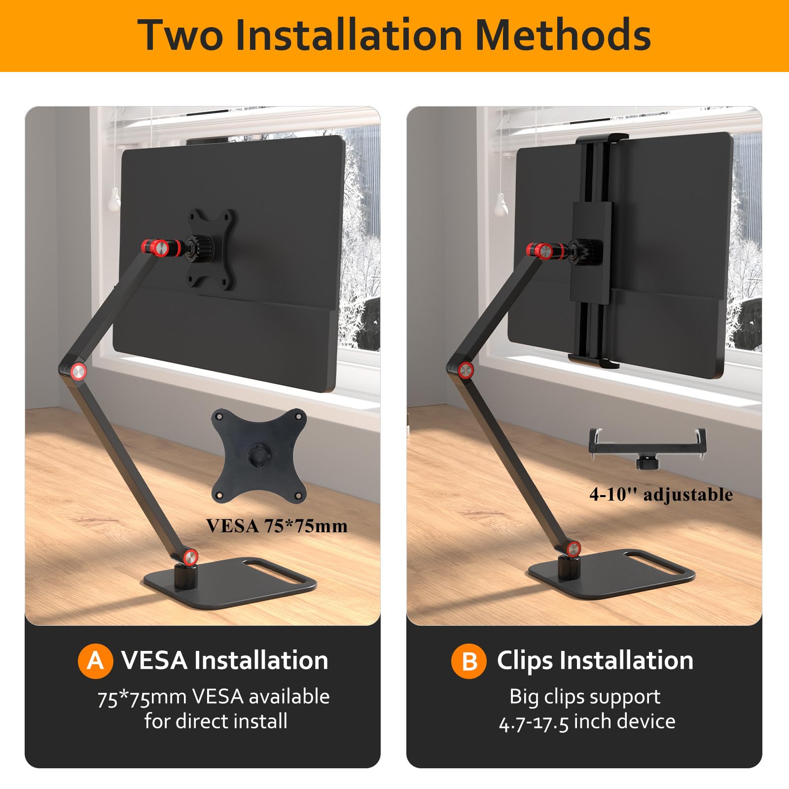 Anozer Tablet Stand Foldable & Adjustable, Portable Monitor Stand 5.55*3.94" Wide