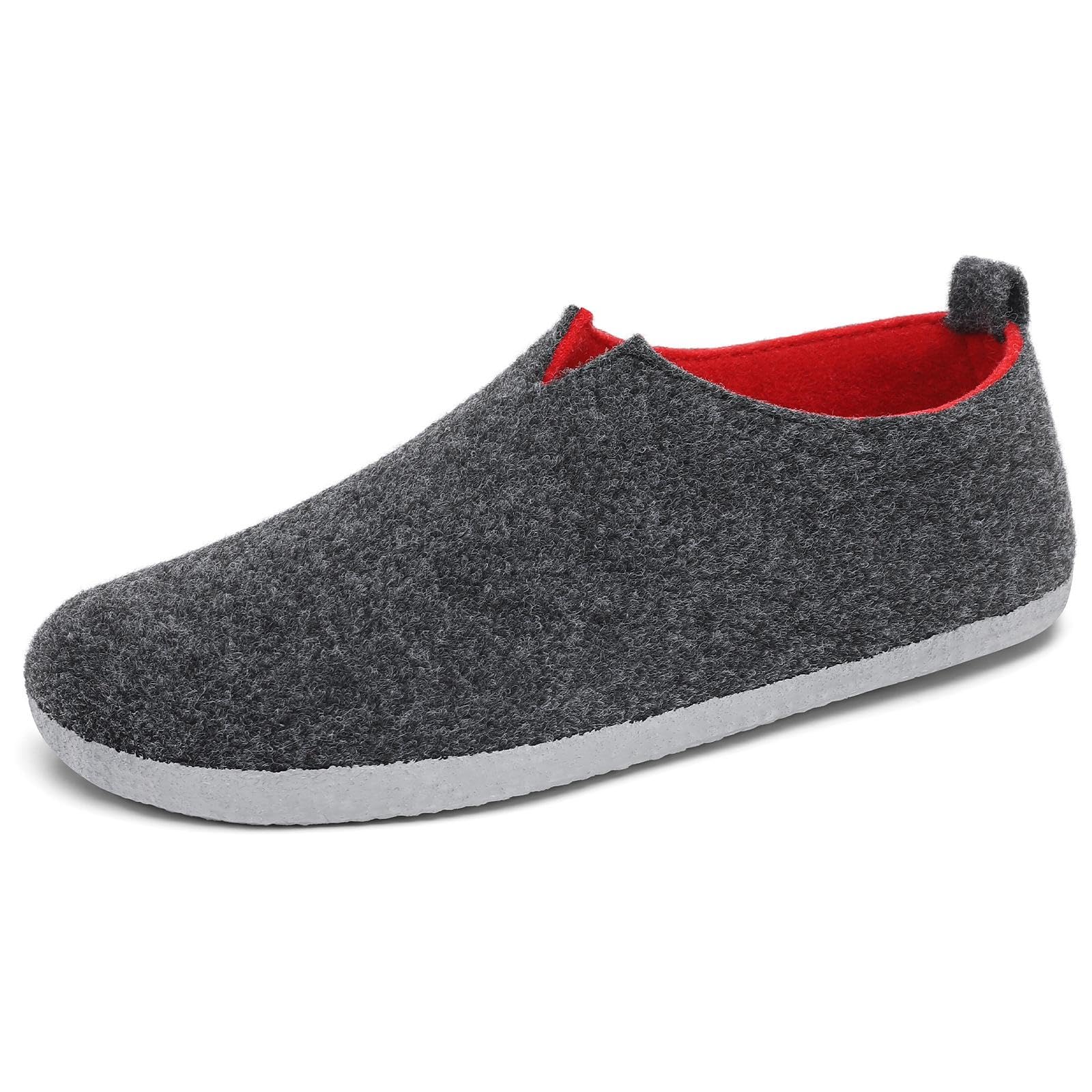 Mishansha Vilten pantoffels voor dames en heren, winterpantoffels met latex zolen, maat 36-47, Grijs, 39.5 EU