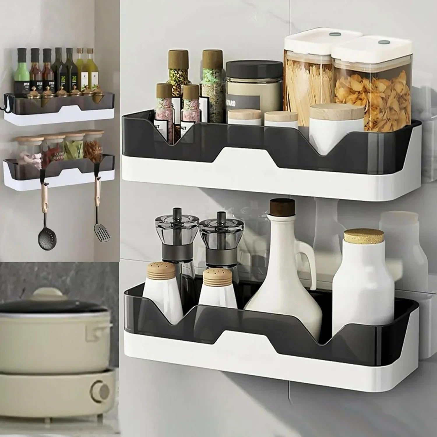 Self Adhesive Bathroom Shelf for Wall Shelf Organizer Wall Mounted Bathroom Shelves Rack Holder Stand for Bathroom Accessories Organiser Without Drill and with Drill - Pack of 2-image-12