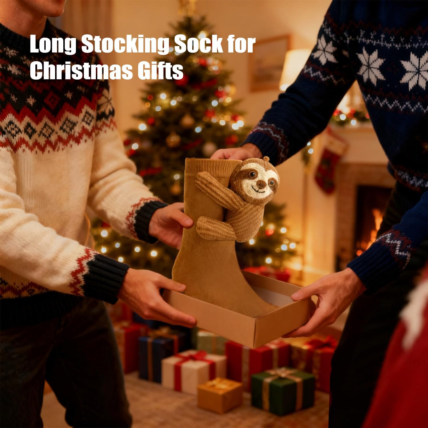 UKM Animal Socks, 3D Knit Animal Socks, Cute Plush Animals Hug Sock, Long Stocking Sock for Christmas Gifts