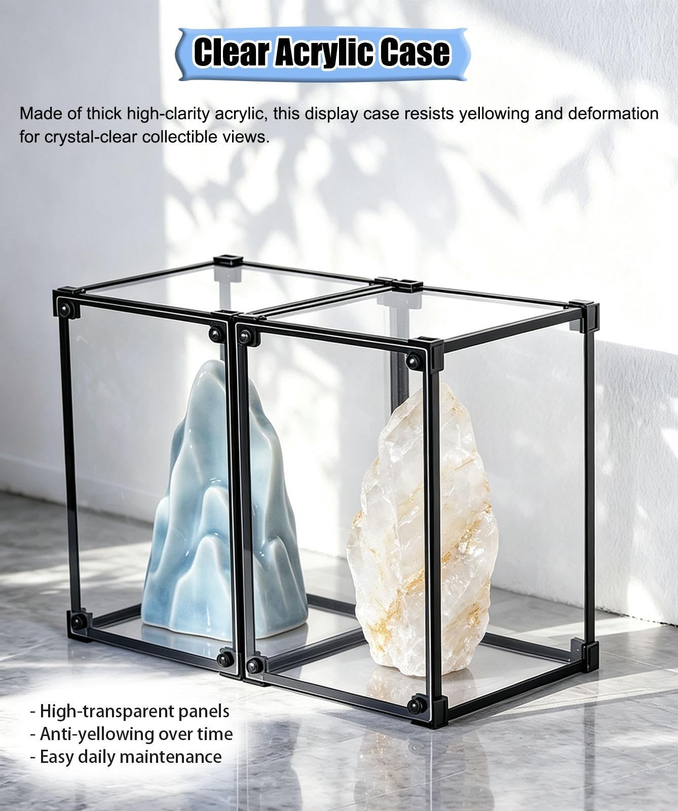 Vitrine Acrylique Boîte D'exposition en Acrylique avec Cadre pour Cristal