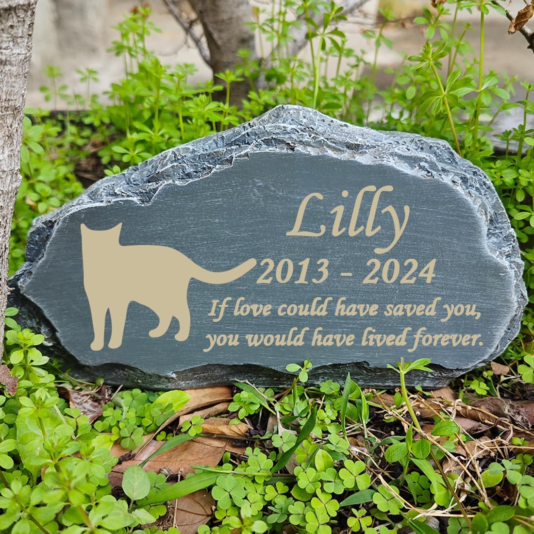 HJHHARTSPACE Personalized Cat Memorial Stones, Mountain