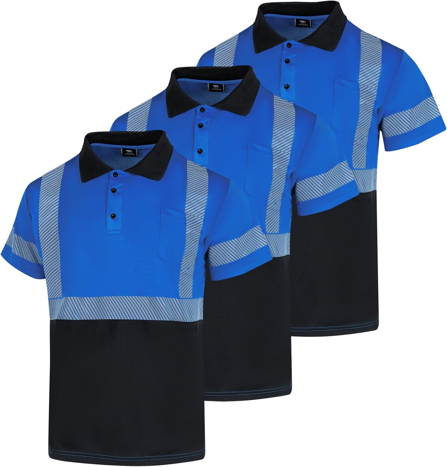 VENDACE 3 Pcs Hi Vis Safety Reflective Polo Shirts for Men ANSI Class 3 High Visibility Construction Work T Shirts