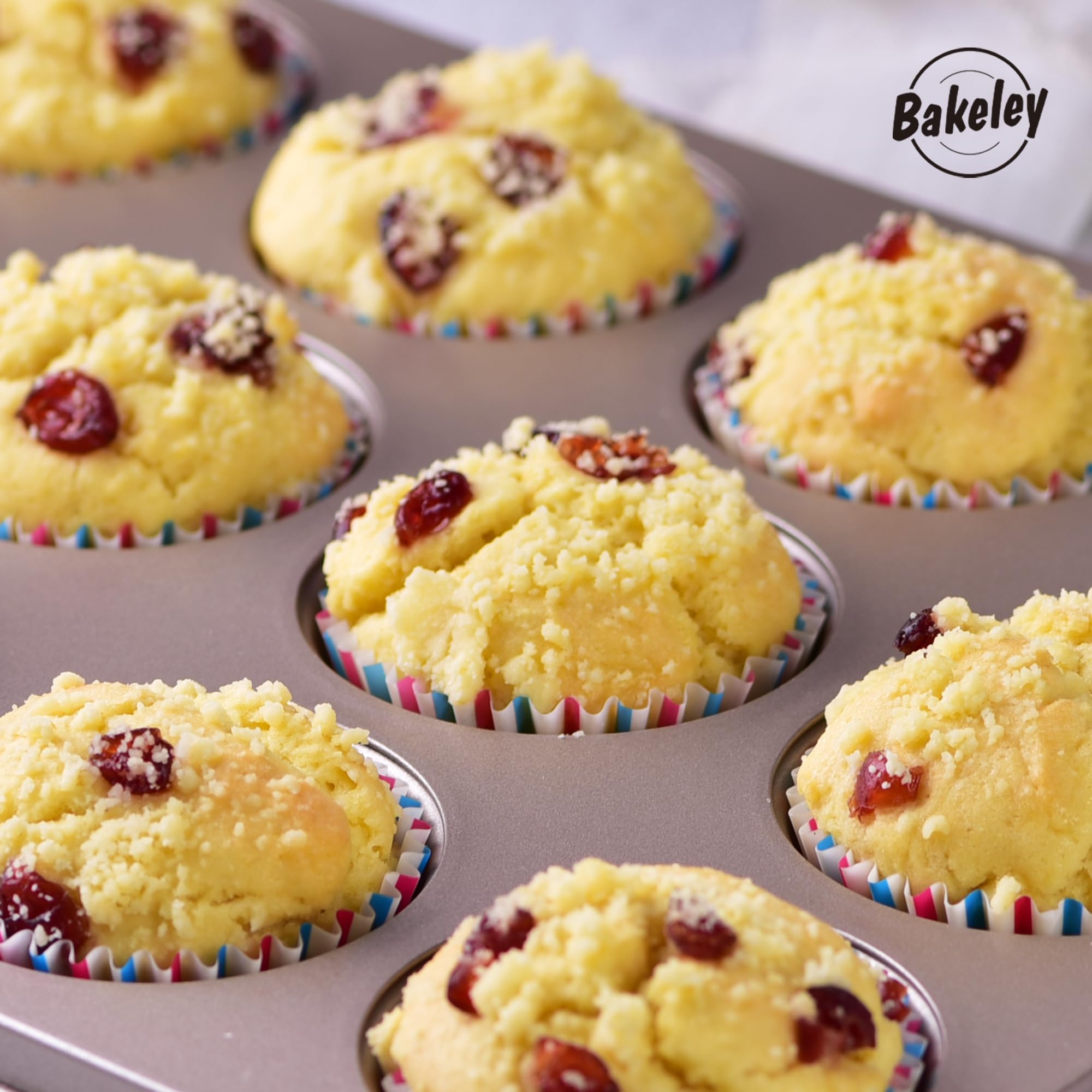 Muffin-Kuchenform, 12 Mulden, antihaftbeschichtet, Cupcake-Form zum Backen im Ofen (Champagnergold)