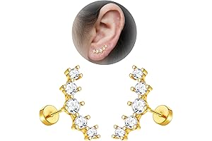 20G Gold Cartilage Earrings with Flat Backs for Women