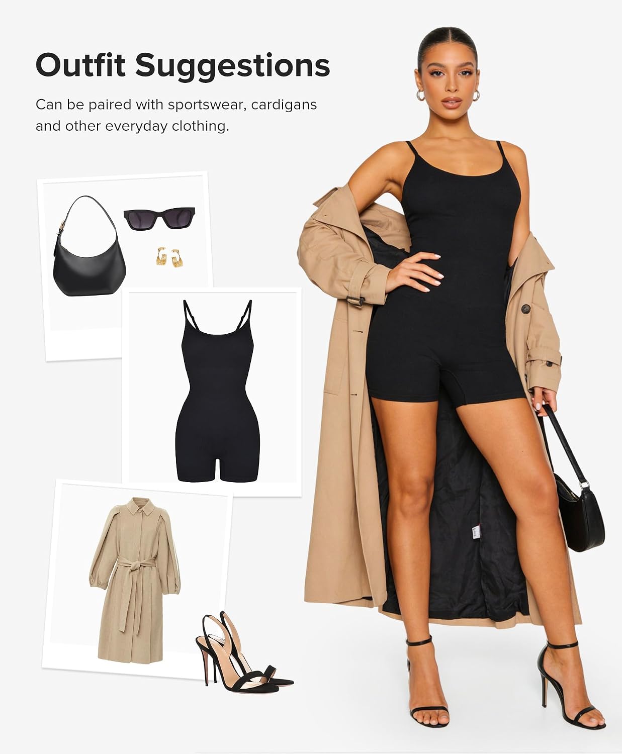 BRXL Womens Workout Romper Seamless Adjustable Spaghetti Strap Jumpsuits