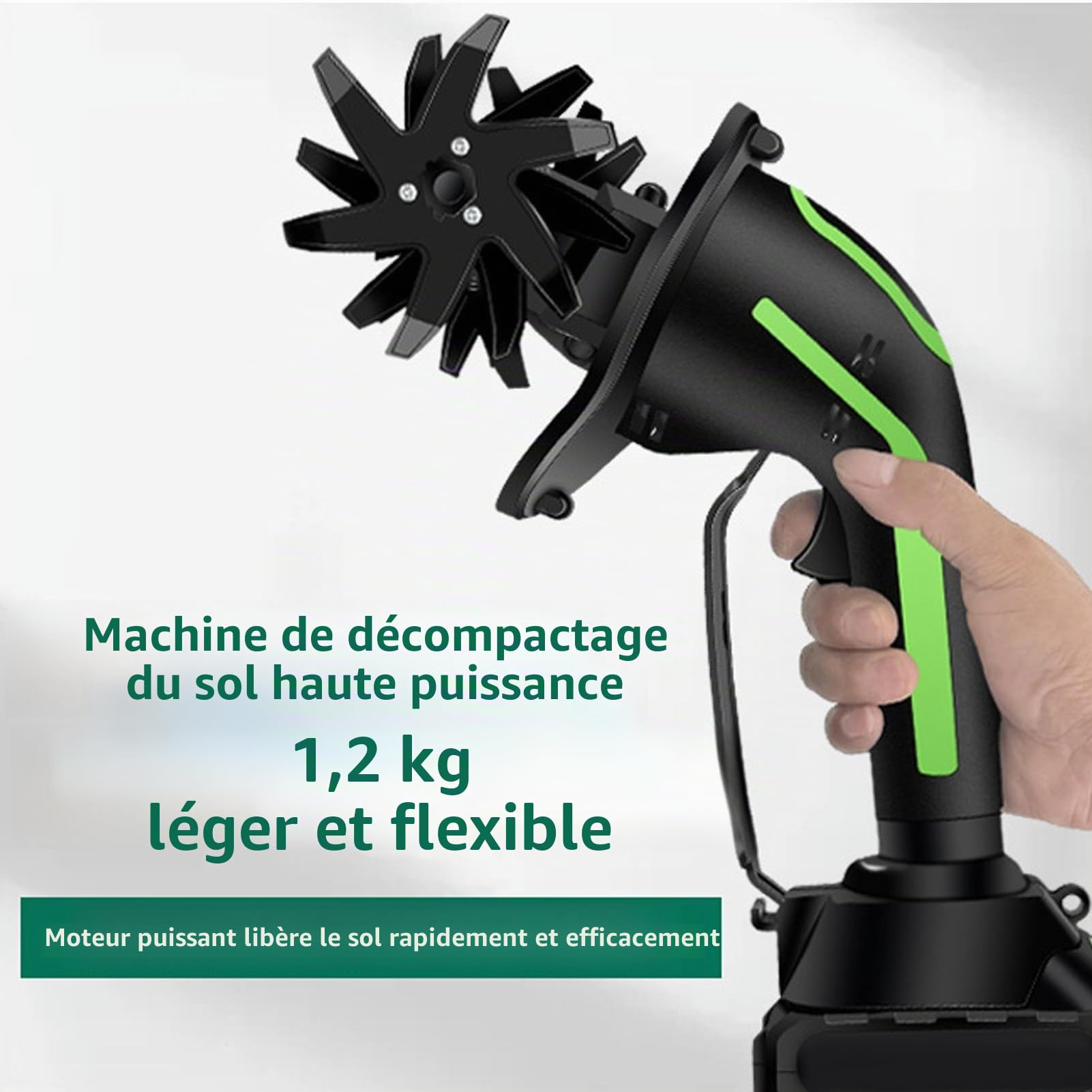 Fockety Cultivateur sans Fil, Motoculteur électrique 235 TR/Min avec Largeur de Labourage de 4 Pouces et Profondeur de 4 Pouces, Motoculteur de Jardin alimenté par Batterie