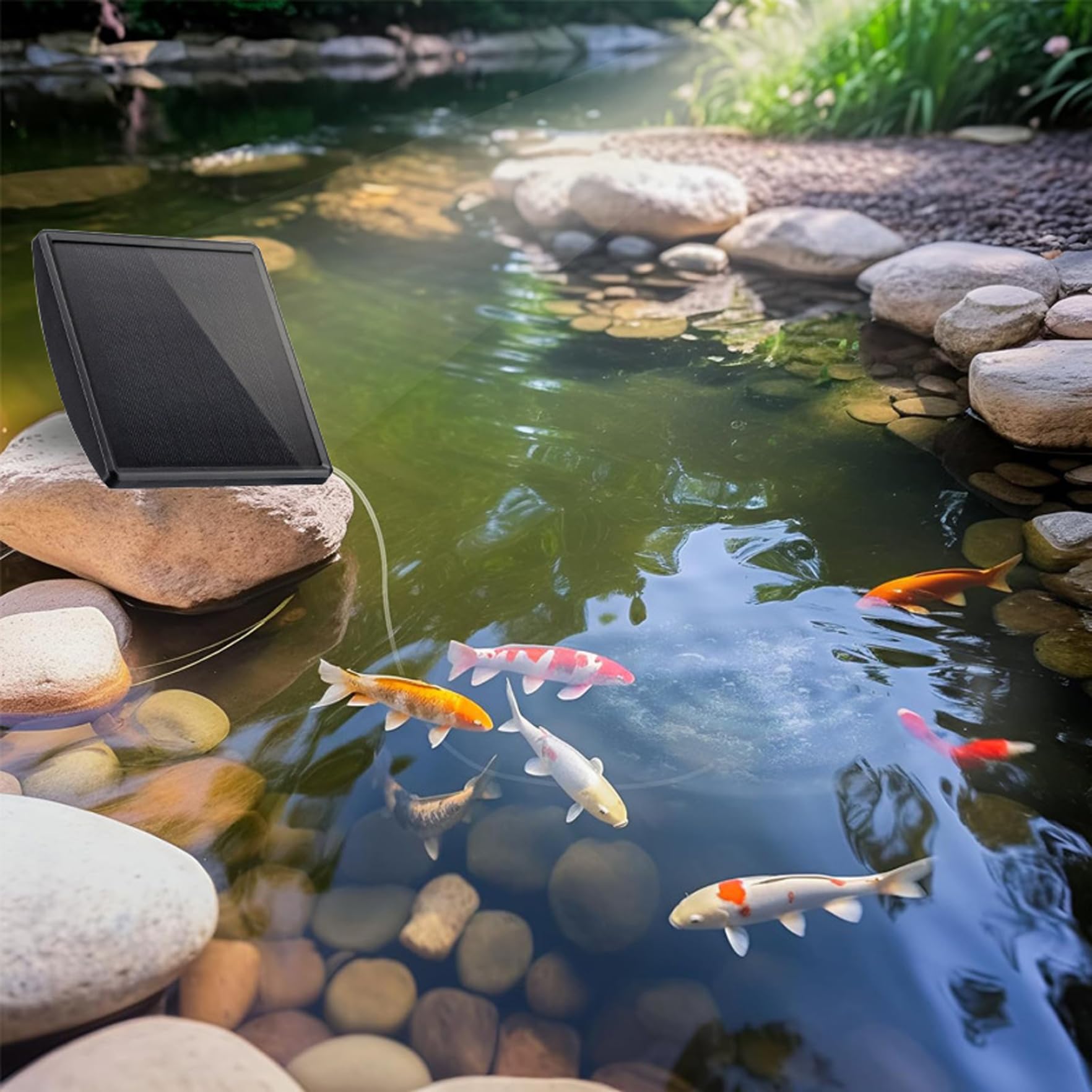 Aeratore per laghetto solare Pompa ad solare da 2 W con batteria incorporata per acquario da esterno Pompa di ossigeno a basso rumore a 3 modalità per laghetto da giardino Acquario Cortile 4 p
