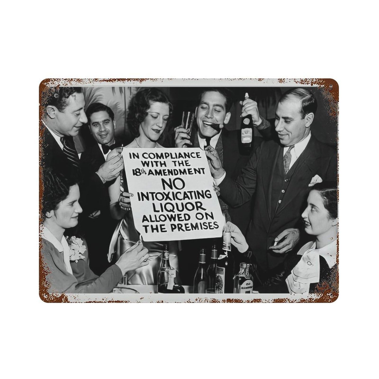 xiaoxiaoshen Prohibition Photo Vintage Bar C 1920s Speakeasy Decor, 18th Amendments Wall Decor Art Metal Tin Poster Modern Home Decor Art Home Bar Shop Decorations Vintage Sign 30x40cm
