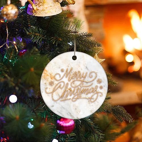Vista 39 de Two-Side Printed Merry Christmas Marble Ceramic Christmas Ornament, Novelty for Family Friends Kids, Natural Marble Christmas Keepsake Pendants
