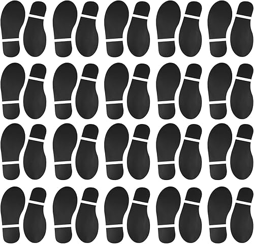 20 pares de 40 impresiones de zapatos negros de huellas de huellas de PVC calcomanías para oficina, escuela, suelo, pared, escaleras para guiar las
