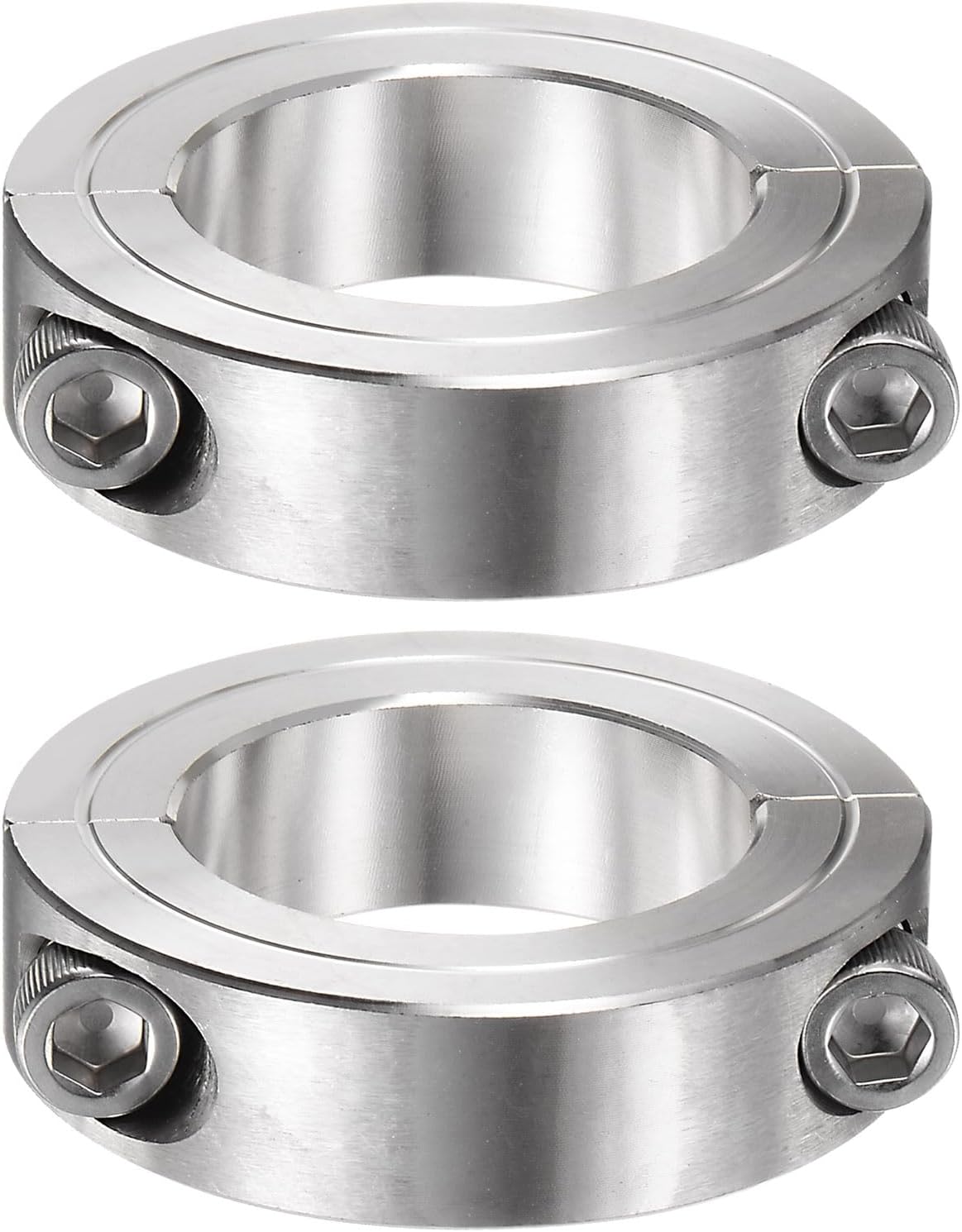 HARFINGTON 2pcs Shaft Collar for 1-5/8" Rod 2-5/8" OD 11/16" Width 304 Stainless Steel Double Split Axle Clamp-On Collar with Set Screw