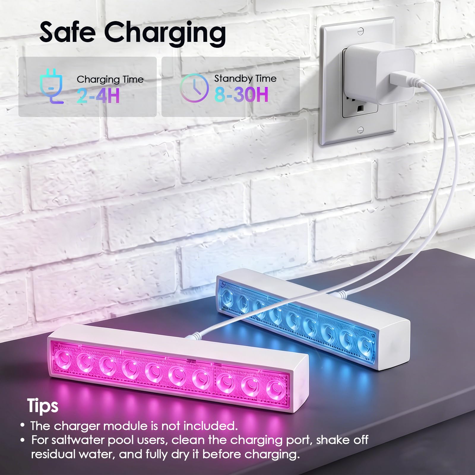 Tomshine Fontaine de piscine rechargeable avec lumières, 42 effets LED RVB, rotation à 360 °, double pulvérisation, 1800 mAh IP68, arroseur flottant submersible pour piscine hors sol/creusée