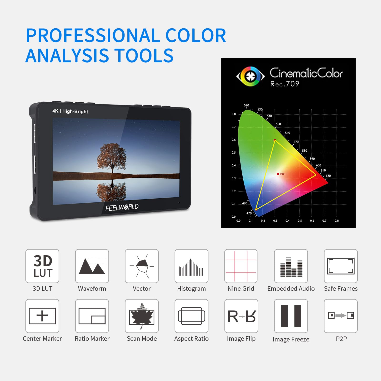 FEELWORLD 5.5 Pollice 1600Nit Camera Field Monitor Ultra Luminoso 4K HDMI Video Monitor Touch Screen DSLR Monitor F970 Installazione Esterna F5PROX