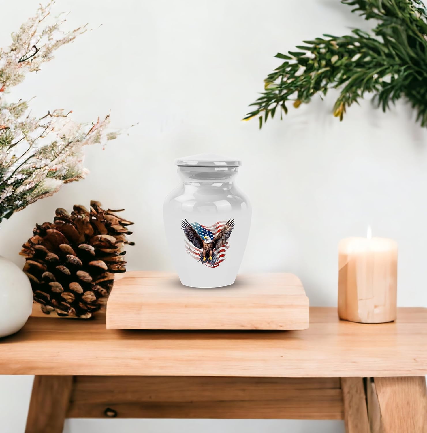 Eagle with American Flag Urns for Human Ashes - Little Cremation Keepsakes - Tiny Cremation Urn Human Ashes - Small Memorial Ashes Urn - Mini Urn for Ashes for Women (Size- 3Inch Set of 4)