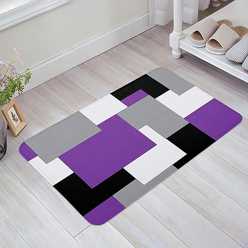 Tapete de bajo perfil, diseño de barro y suciedad, bloques de color morado, negro y gris, antideslizantes, para el hogar, oficina, hotel, 18 x 30