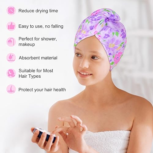 Vista 118 de Basumee Toalla de microfibra para el cabello para niños, paquete de 2 toallas de pelo de secado rápido con turbantes para cabello húmedo, toalla