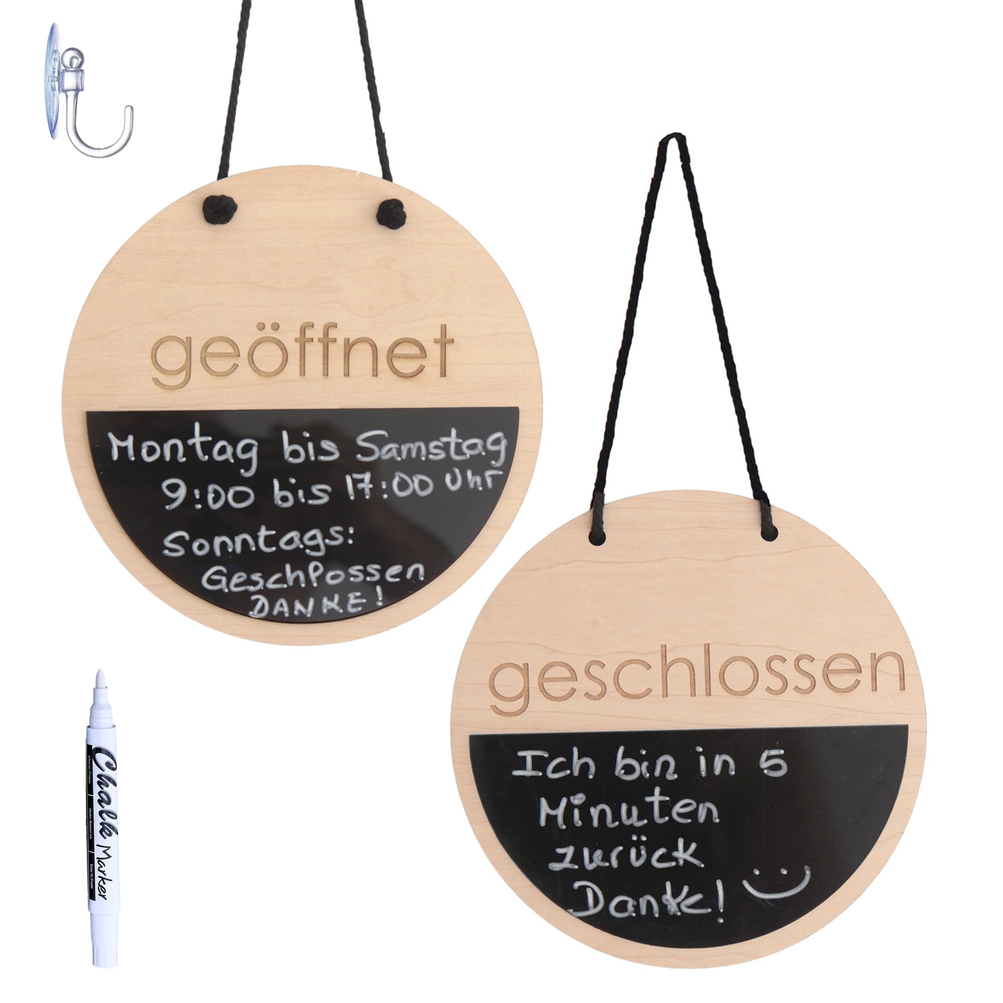 Produktbild von Offen Geschlossen Schild, Doppelseitiges PVC Hängeschild, Öffnungszeiten Schild Für Geschäfte