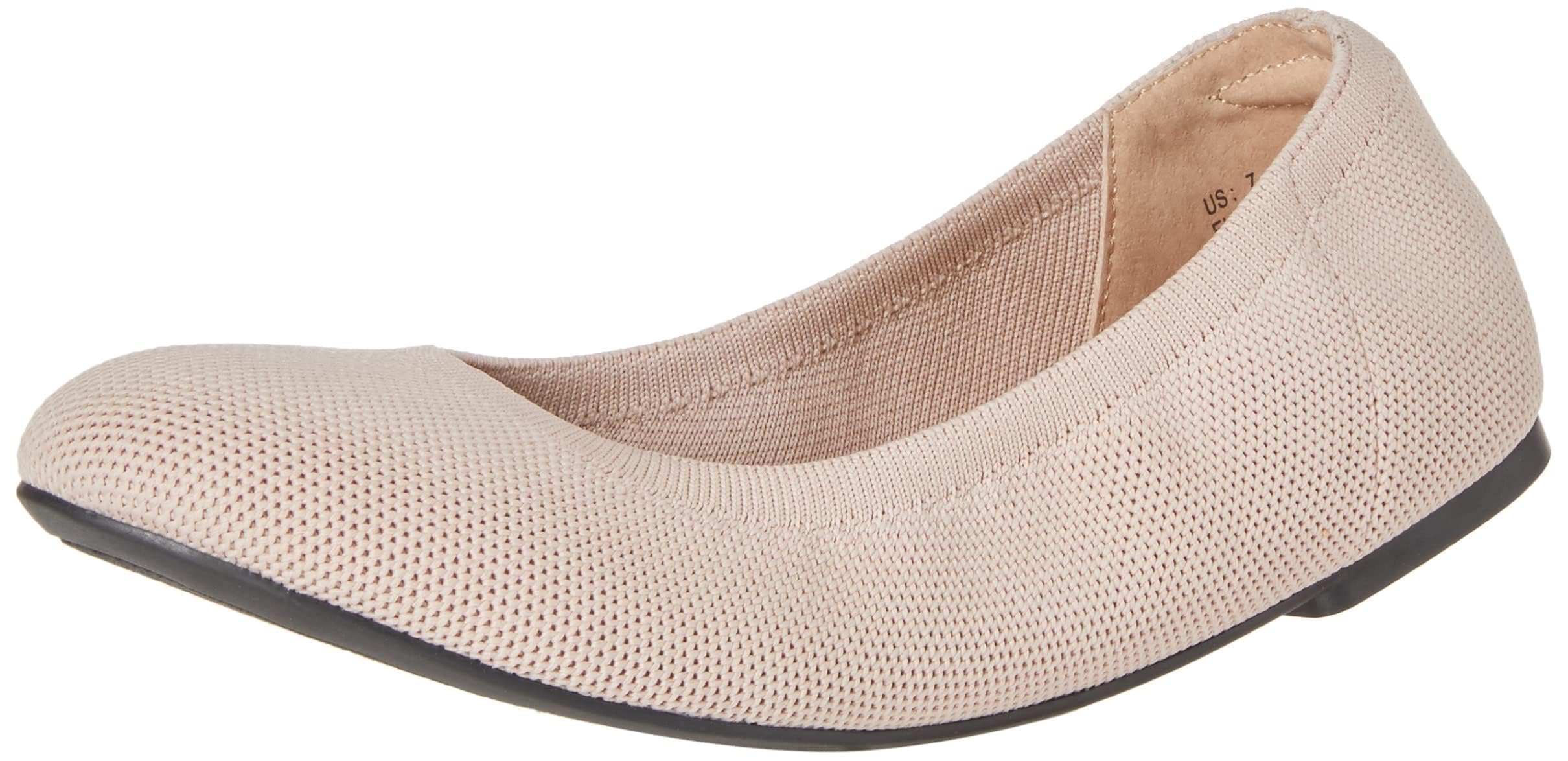 Amazon Essentials Women's Knit Ballet Flat, Sand, 12.5
