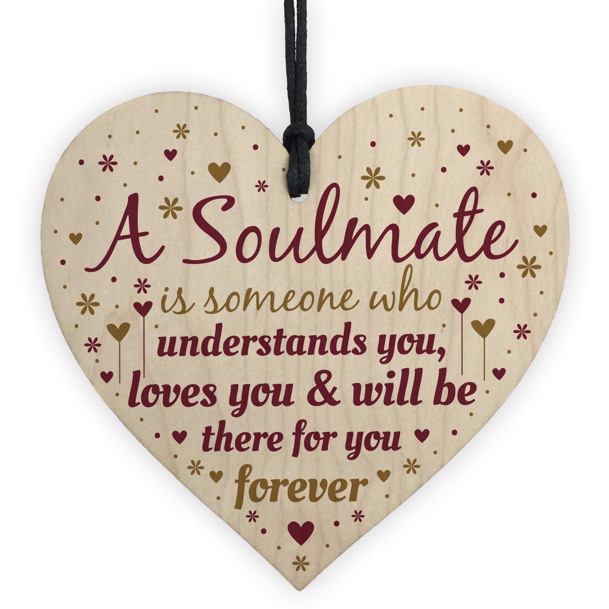 RED OCEAN Soulmate Gifts For Girlfriend Boyfriend Husband Wife Wooden Heart Thank you Sign