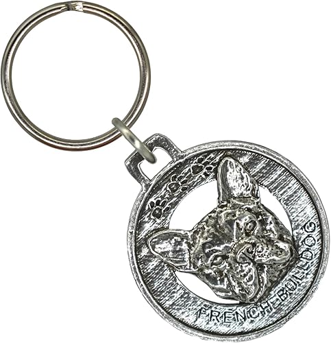 Llavero de perro hecho a mano en anillo, 100 razas diferentes, peltre antiguo, fabricado en Estados Unidos
