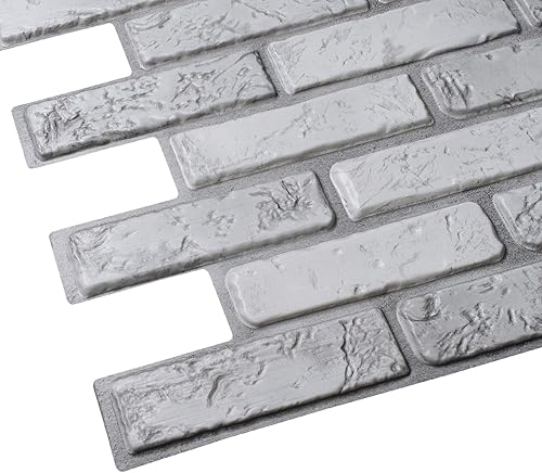 Miniatura 4 de Dundee Deco PG7063-5 - Panel de pared 3D de PVC de ladrillo sintético, color blanco hueso, 3.2 pies x 1.7 pies (38.2in x 19.7in), decoración de