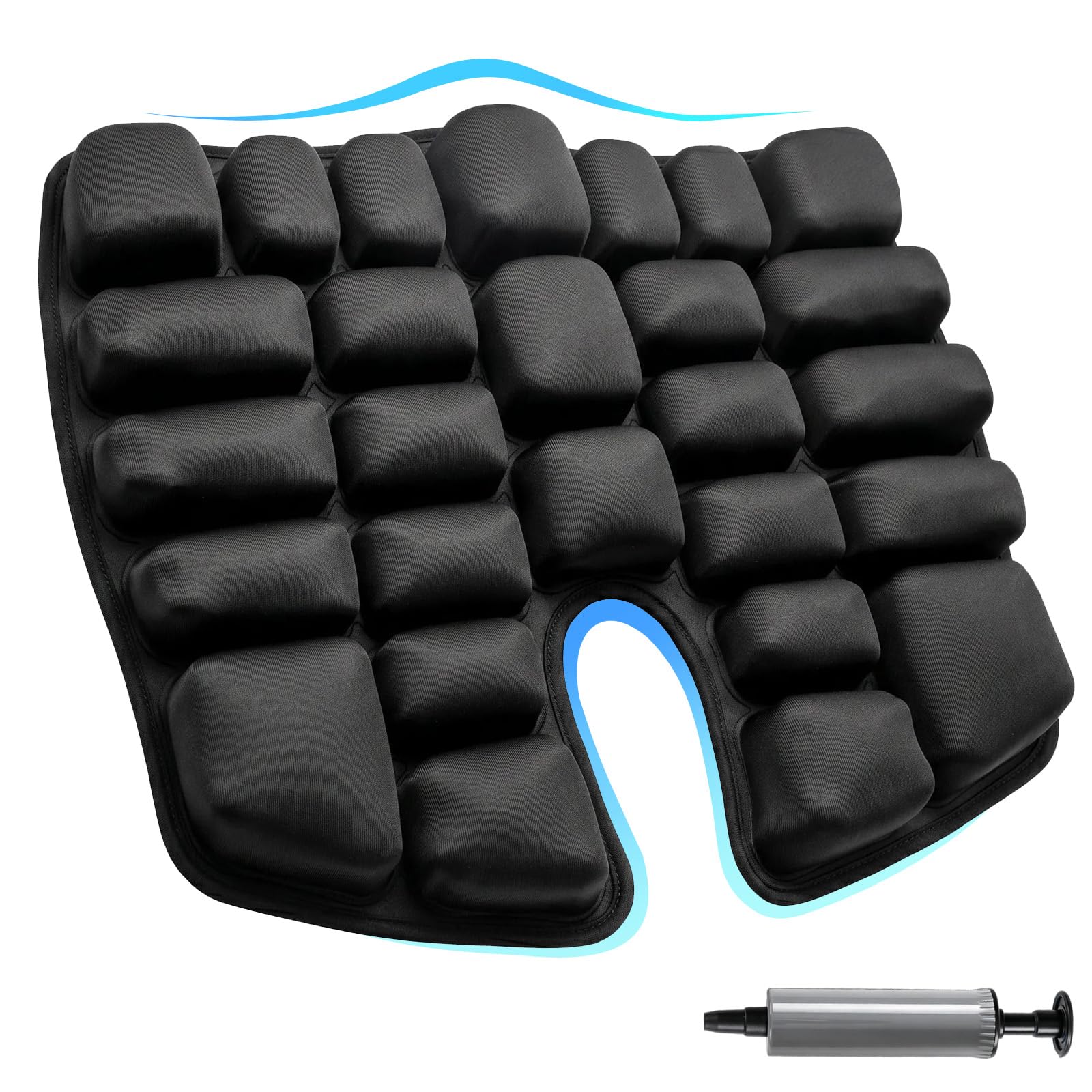 Cuscino Gonfiabile per Seduta con Celle d'Aria 3D, Cuscino di Seduta Gonfiabile Cuscino Antidecubito per Alleviare Pressione da Seduta su Sedia a Rotelle, Viaggi, Ufficio, Auto, Aereo