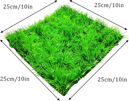 Miniatura 3 de 2 alfombrillas artificiales de césped para acuario (10 x 10 pulgadas), decoración de césped artificial de plástico para paisaje, plantas verdes,
