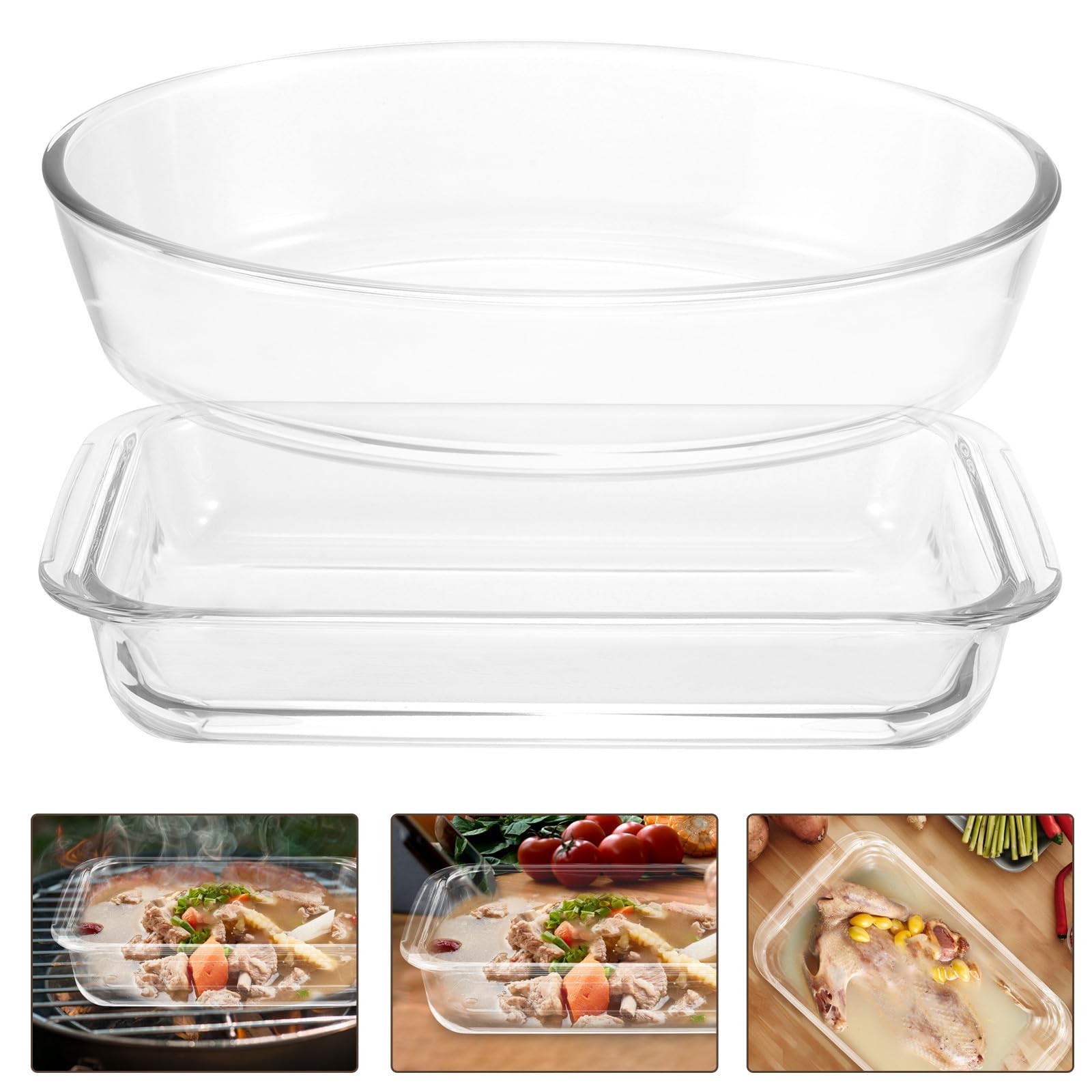 Toyvian Glas Backform aus Glas Ofenfest 2 Stück für Backofen Kuchenbackform Leicht zu Reinigen Hitzebeständig zum Backen von Rindfleisch und Ofen