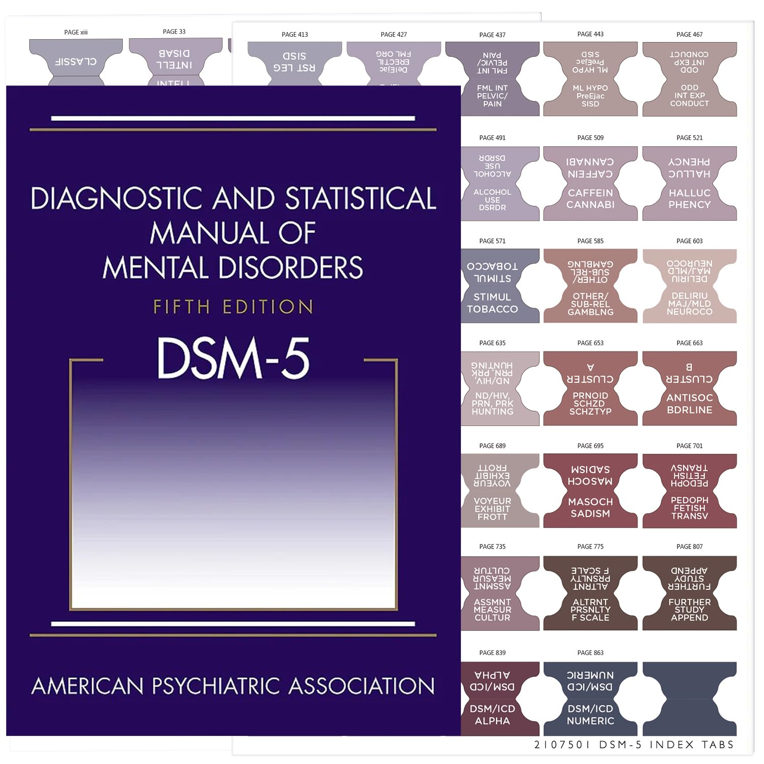 Index Tabs for DSM-5, Prefdo Laminated and Color-Coded, 70 DSM-5 Tabs in Total, Tear-Resistant & Waterproof