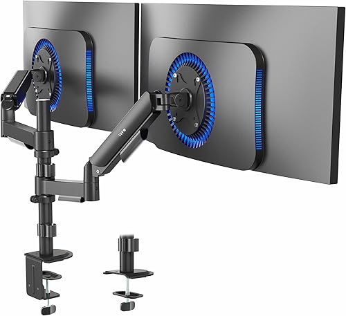 Miniatura 13 de VIVO Soporte de monitor neumático triple para 3 pantallas de hasta 32 pulgadas, totalmente ajustable, soporte de escritorio resistente con arandela
