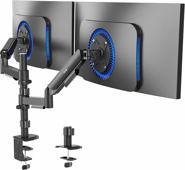 VIVO 17 à 32 Moniteur pneumatique double de pouce, 2 Armes pneumatiques, pivotable réglable, rotation, service lourd VESA Support de bureau avec pince C, Grommet, Max VESA 100x100, Noir, STAND-V002K